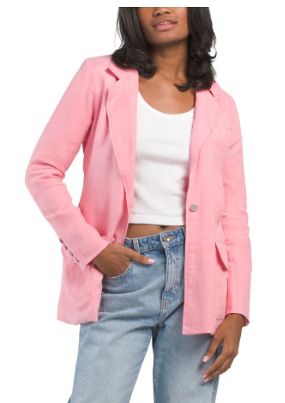 DL 1961 Linen Tailored Blazer Pink S